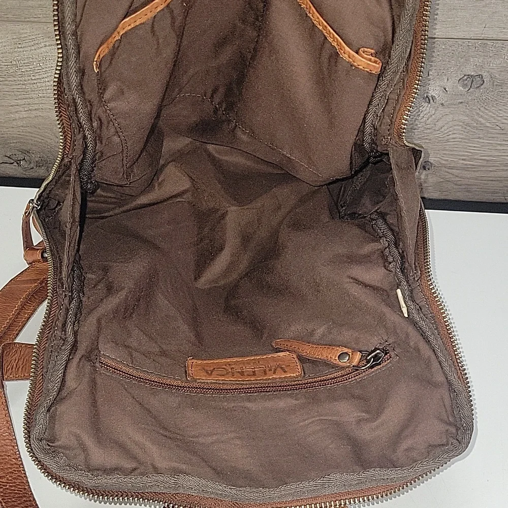 Vilenca Holland for Anthropologie Cognac Brown Woven Leather Backpack